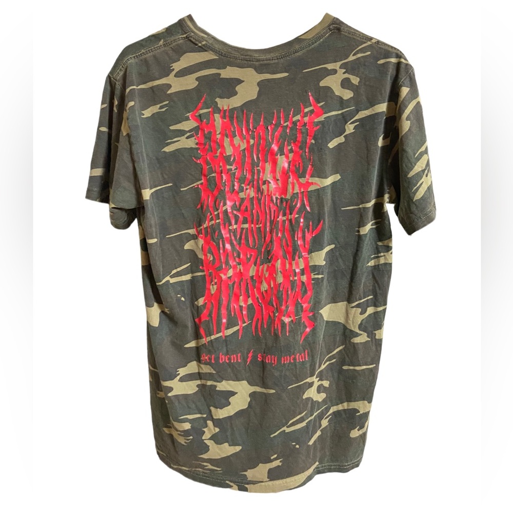 Get Bent Stay Metal Rock Skate Camo Retro Men’s M Aged T-Shirt SKATE RARE